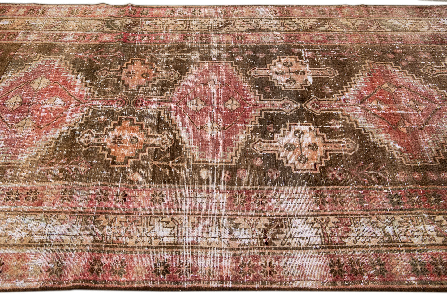 Vintage Persian Distressed Handmade Wool Rug - 5' x 9'6''