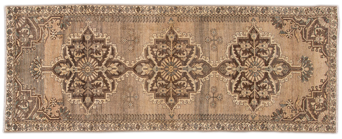 Vintage Persian Distressed Handmade Runner - 3'8'' x 9'8''