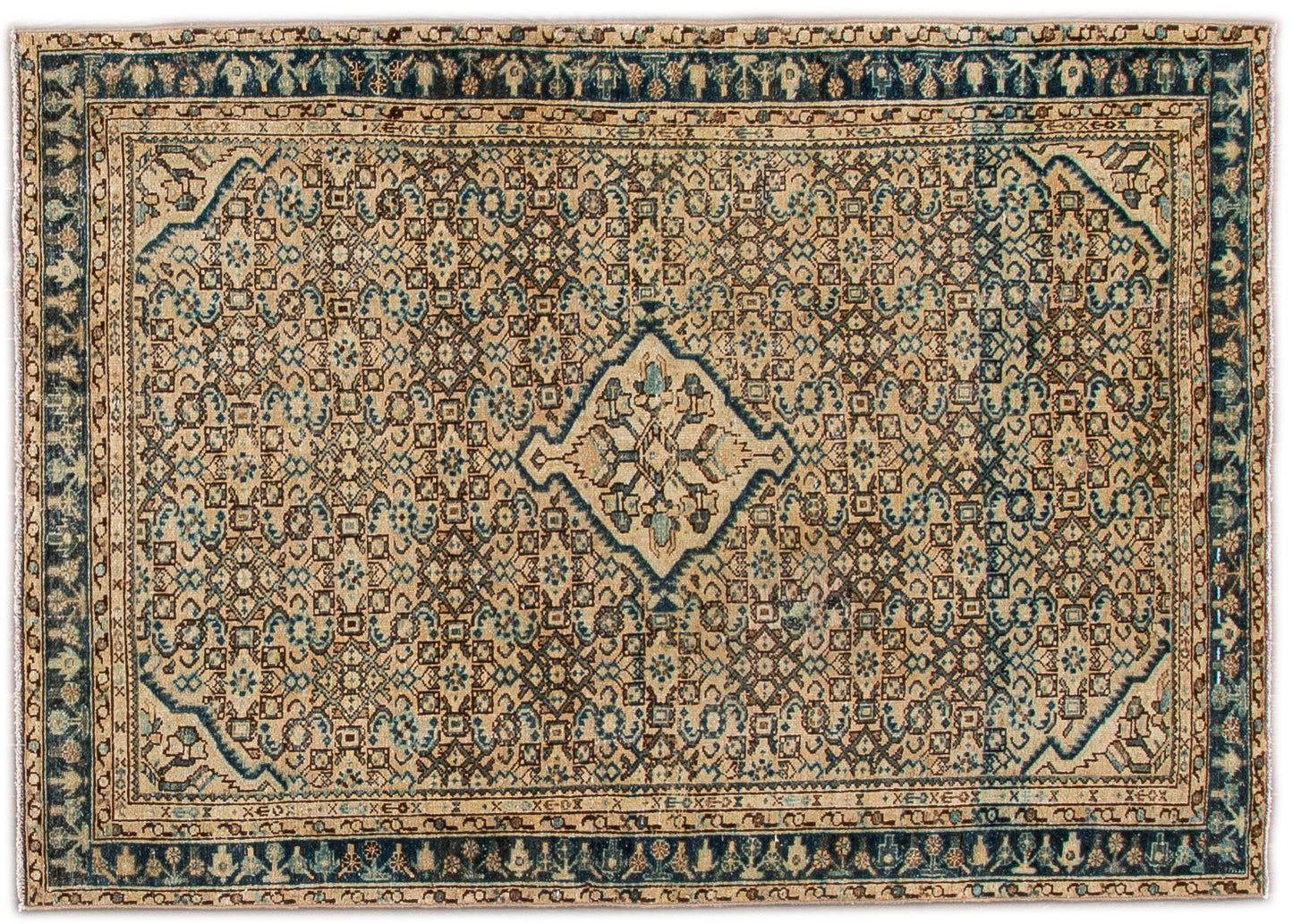 Vintage Persian Distressed Handmade Rug - 4'9'' x 6'9"