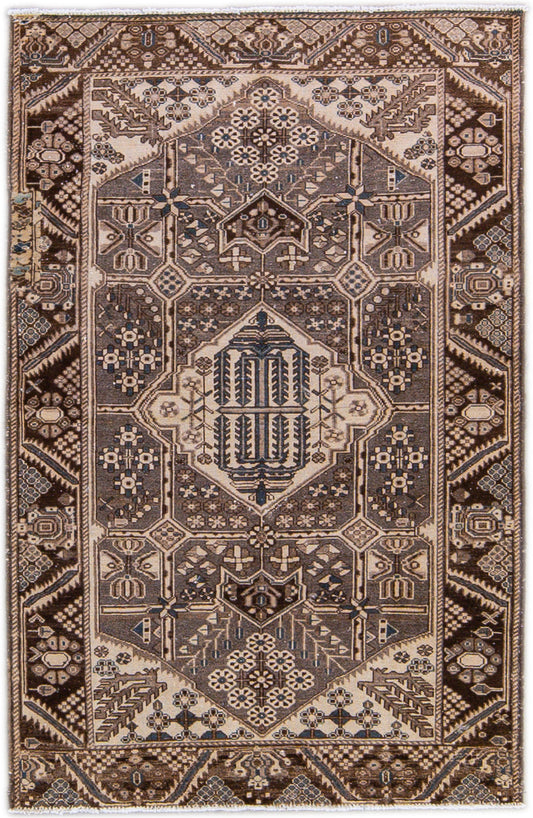 Vintage Persian Distressed Wool Rug - 4'6" x 7'2"