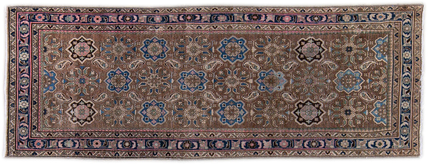 Vintage Persian Handmade Wool Runner Rug - 3'4" x 9'