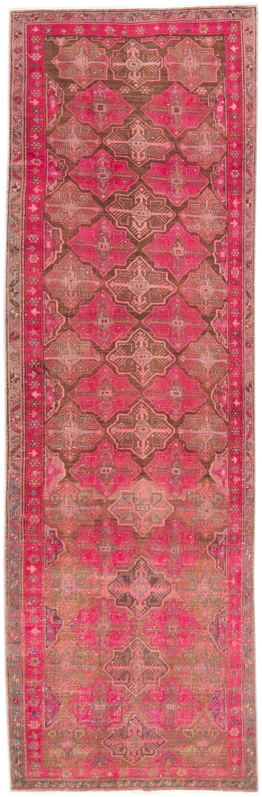 Vintage Persian Handmade Wool Runner - 4'4'' x 13'6''