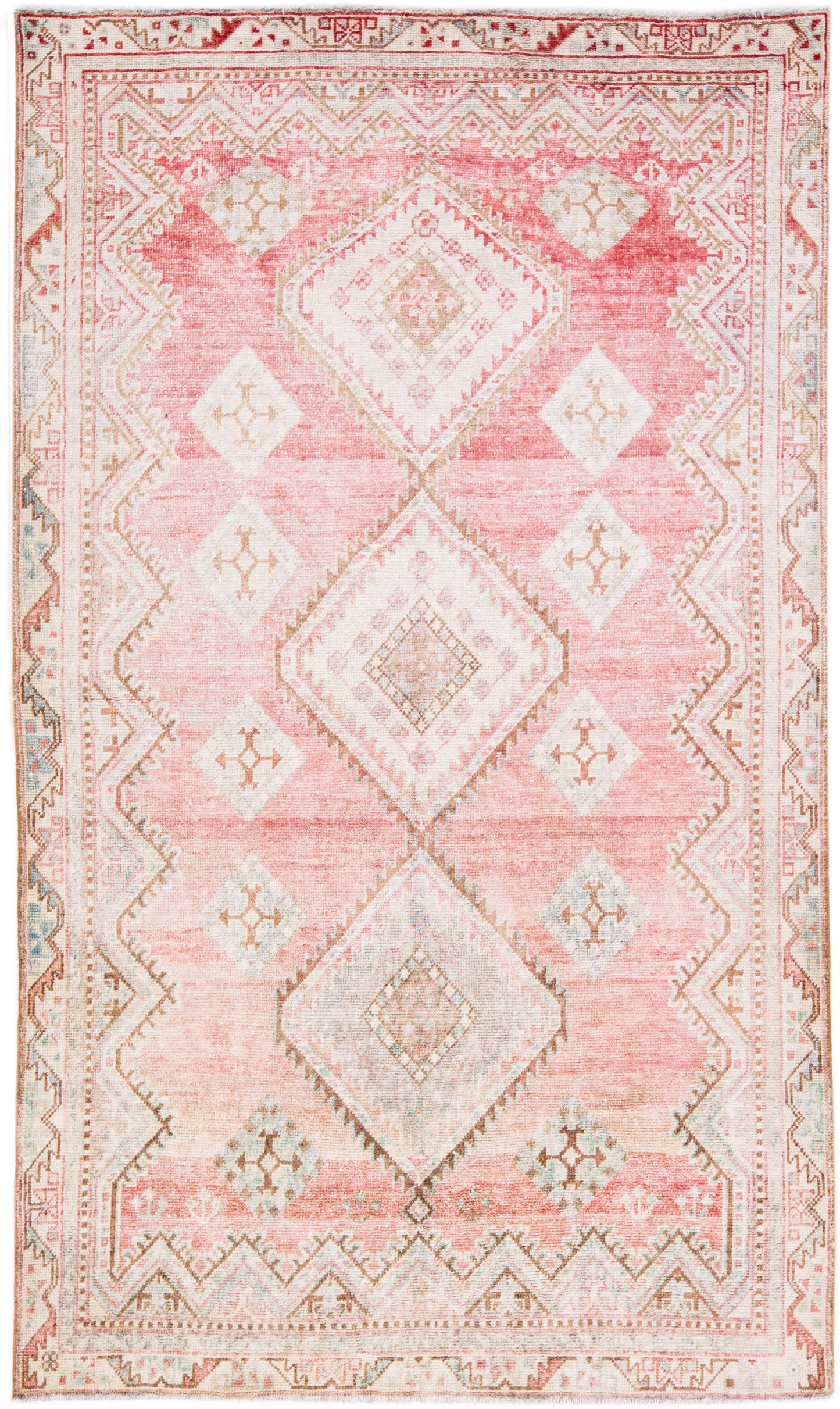 Gorgeous Faded Red Mahal Wool Rug - 5' x 8'3"