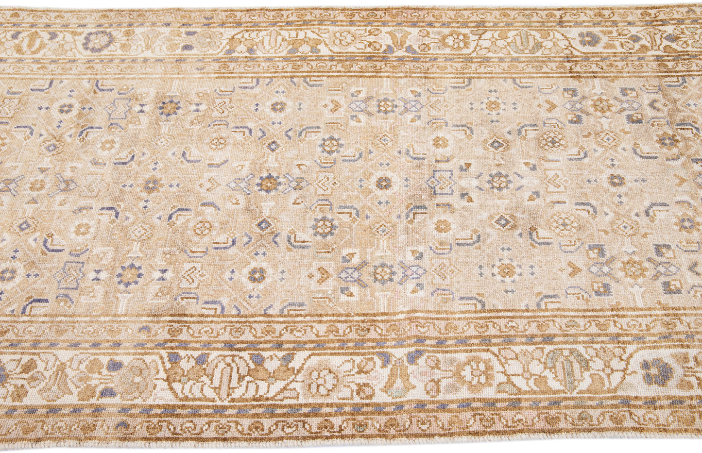 Handmade Beige Wool Runner Rug - 3'6'' x 14'7''