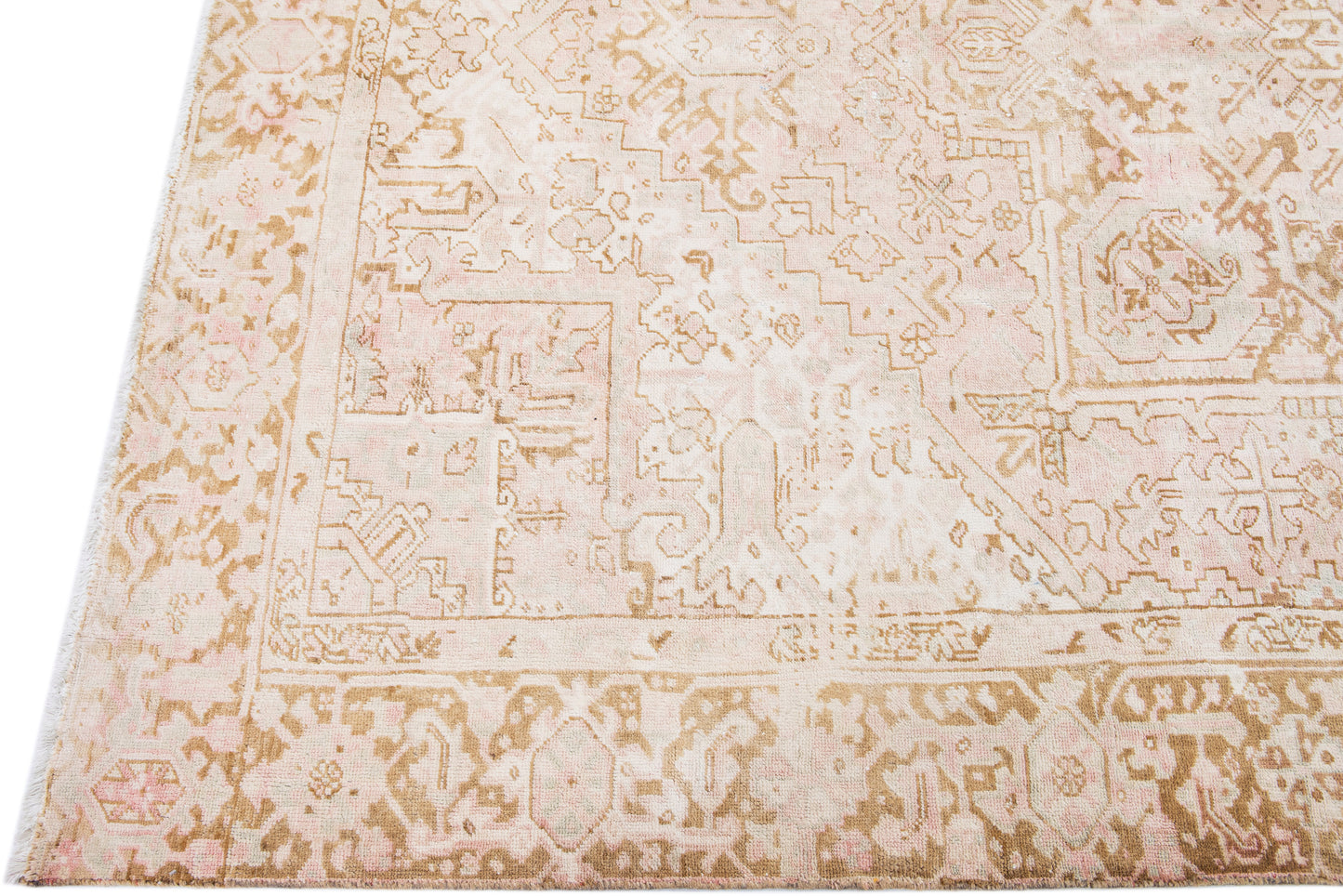 Large Beige Vintage Persian Heriz Rug - 8'11'' x 12'