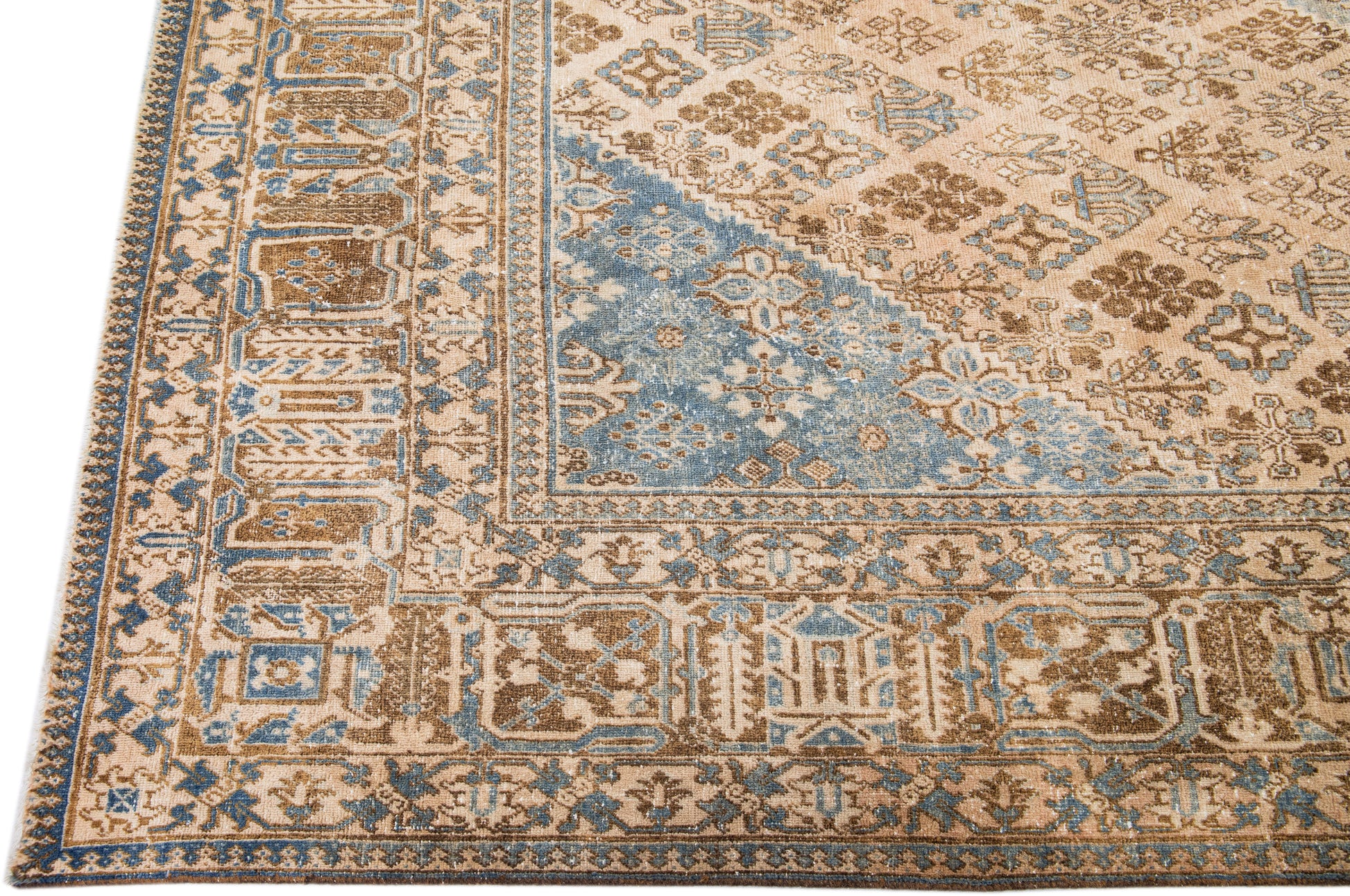 Handmade Light Brown Persian Wool Rug - 10'5'' x 14'3''