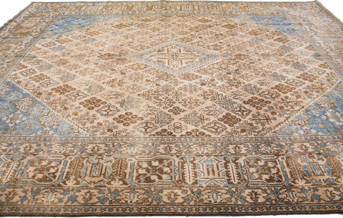 Handmade Light Brown Persian Wool Rug - 10'5'' x 14'3''