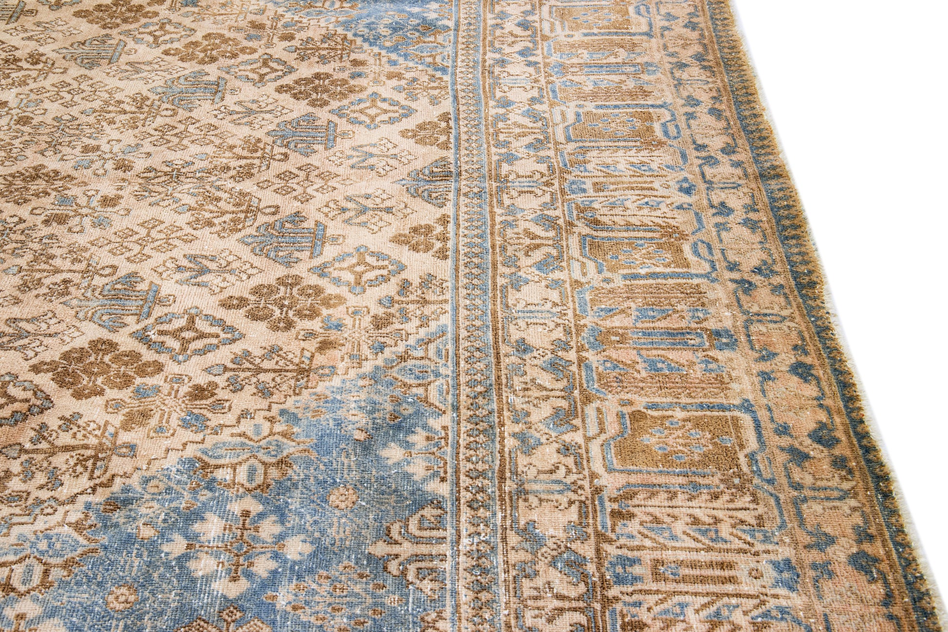 Handmade Light Brown Persian Wool Rug - 10'5'' x 14'3''