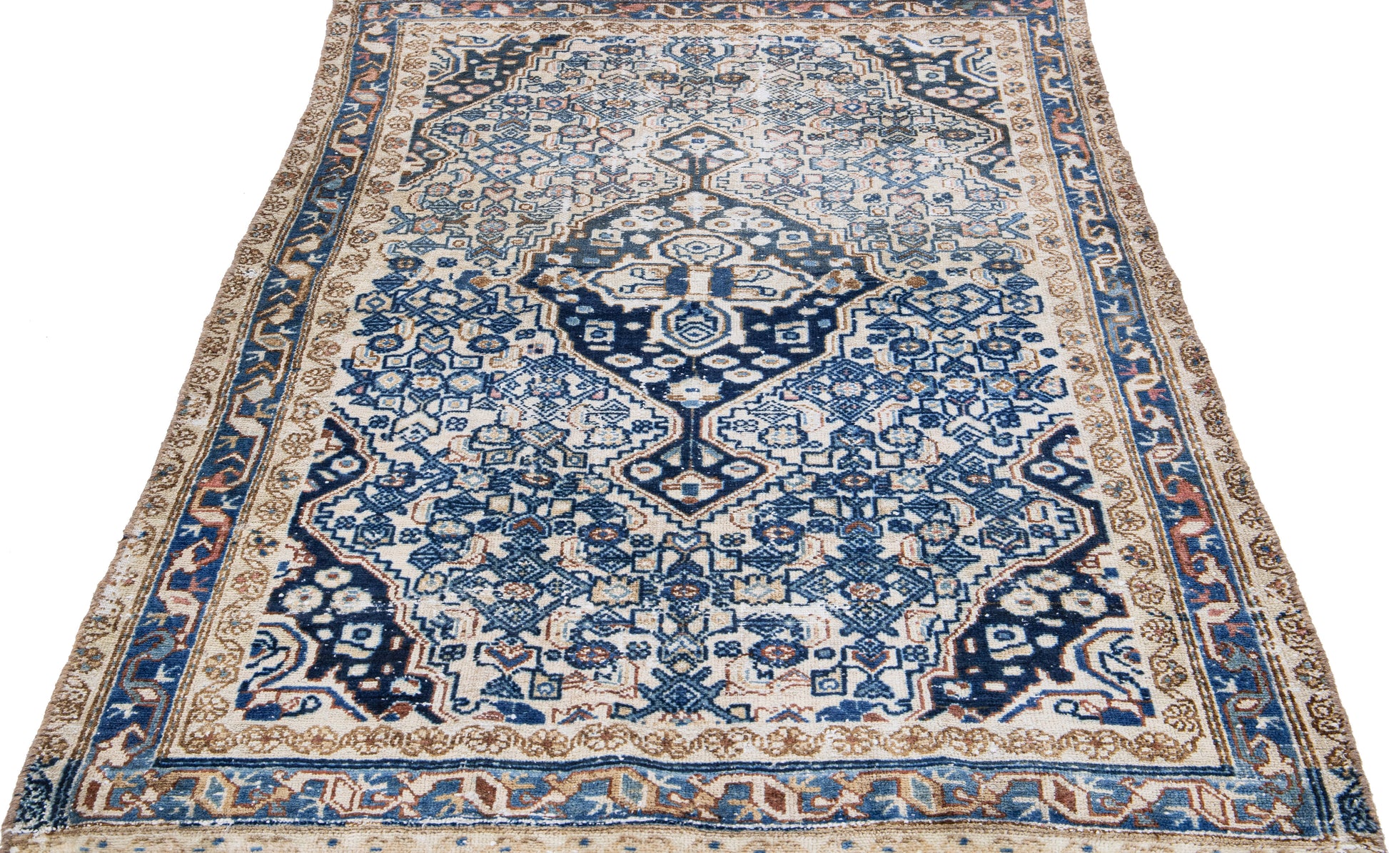 Handmade Persian Blue Wool Rug - 4' x 6'5"