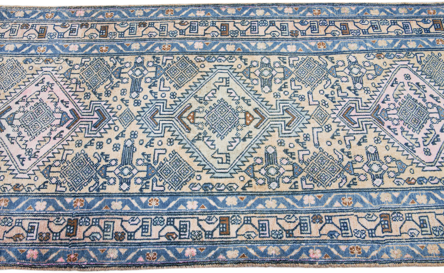 Dazzling Blue Wool Runner Rug - 3'' x 10'1"