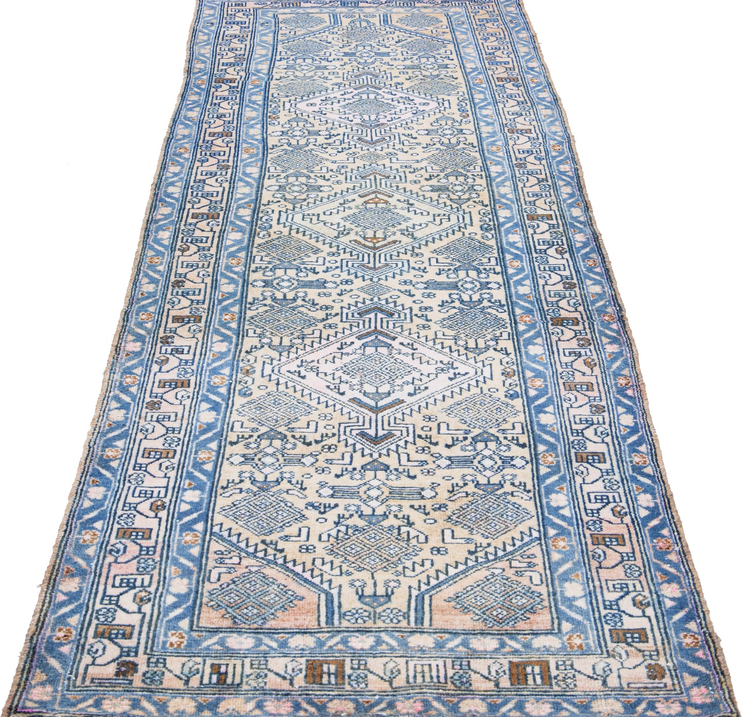 Dazzling Blue Wool Runner Rug - 3'' x 10'1"