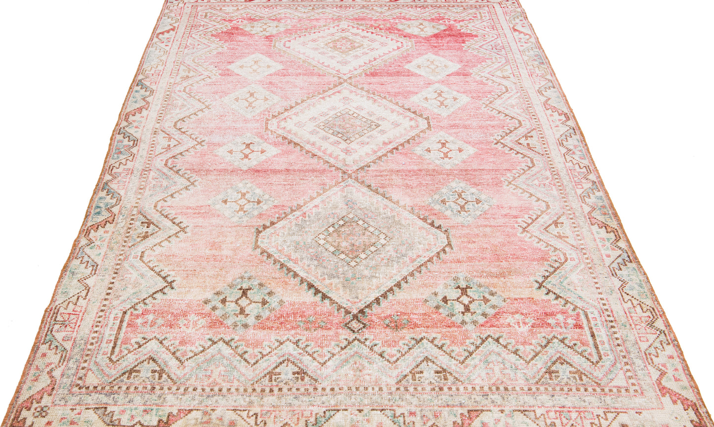 Gorgeous Faded Red Mahal Wool Rug - 5' x 8'3"