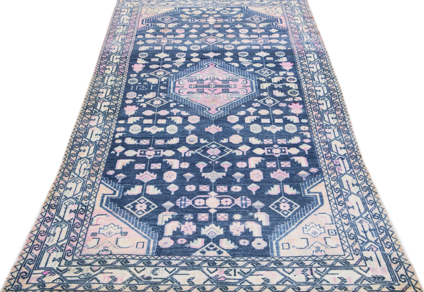 Stunning Blue Wool Runner Rug - 4'10'' x 9'8"