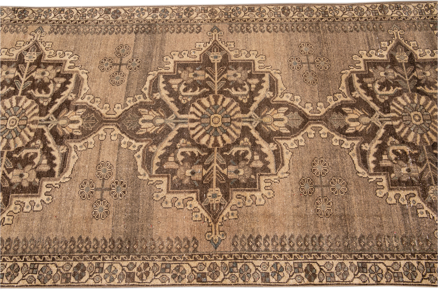 Vintage Persian Distressed Handmade Runner - 3'8'' x 9'8''