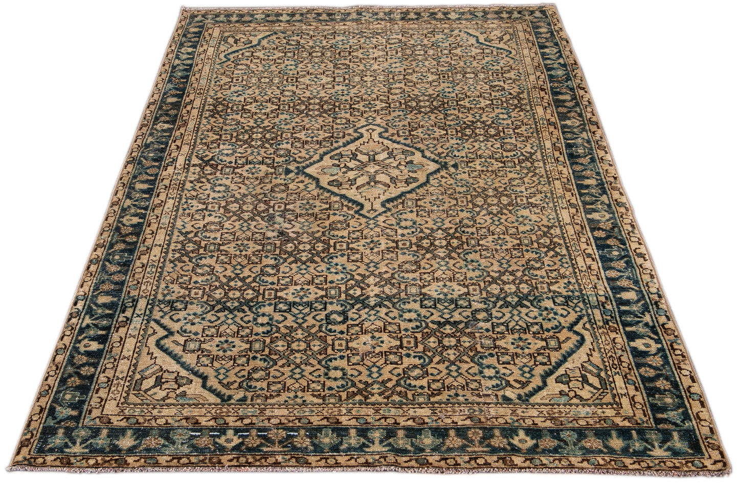 Vintage Persian Distressed Handmade Rug - 4'9'' x 6'9"