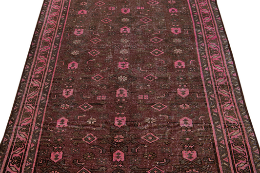 Stunning brown and pink handmade wool rug