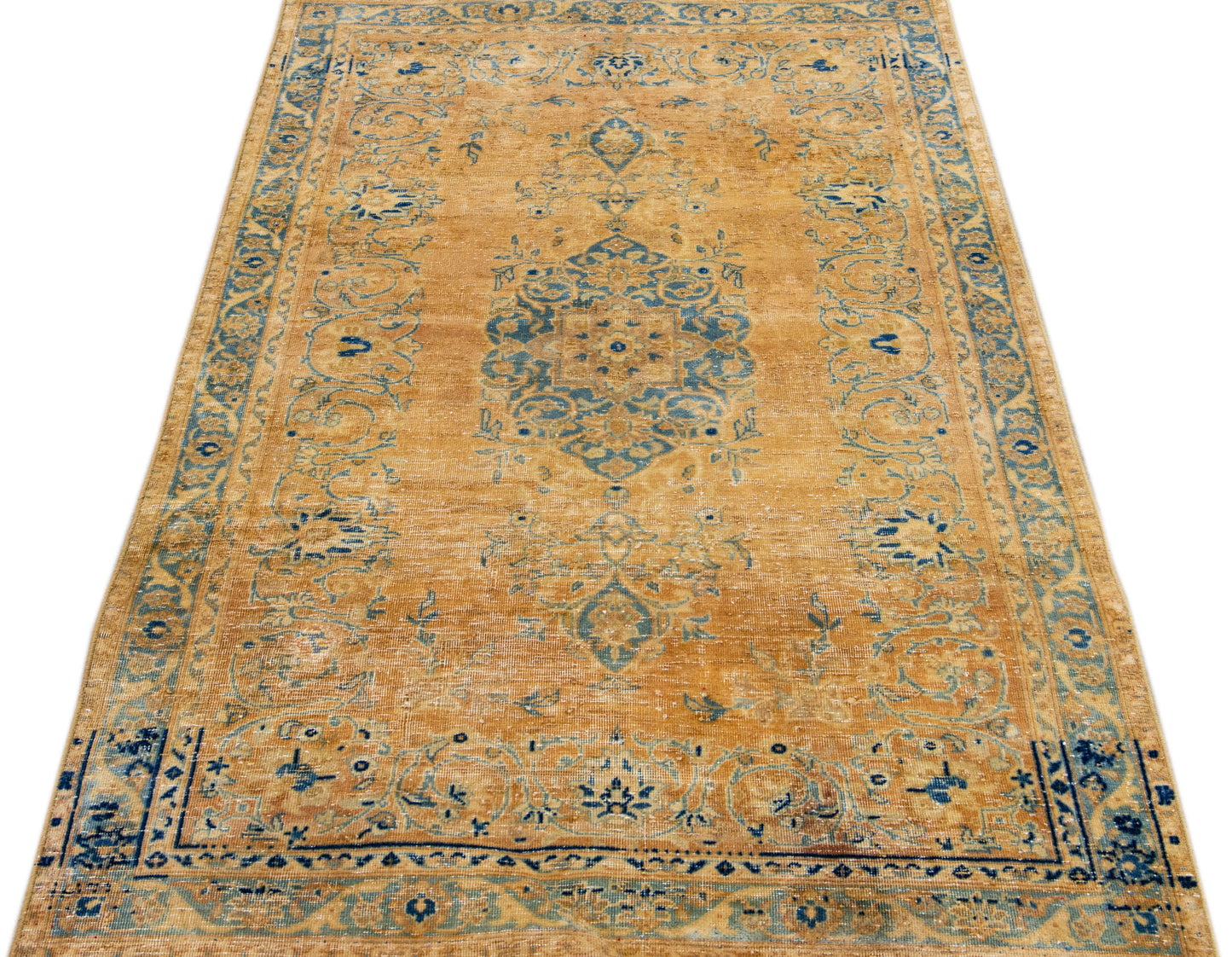 Vintage Persian Distressed Handmade Wool Rug - 3'5'' x 5'6''