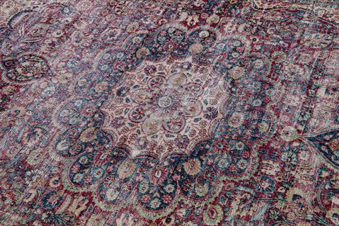 Vintage Distressed Wool Rug - 8'10" x 11'1"