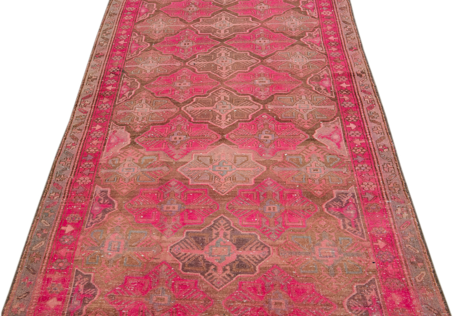 Vintage Persian Handmade Wool Runner - 4'4'' x 13'6''