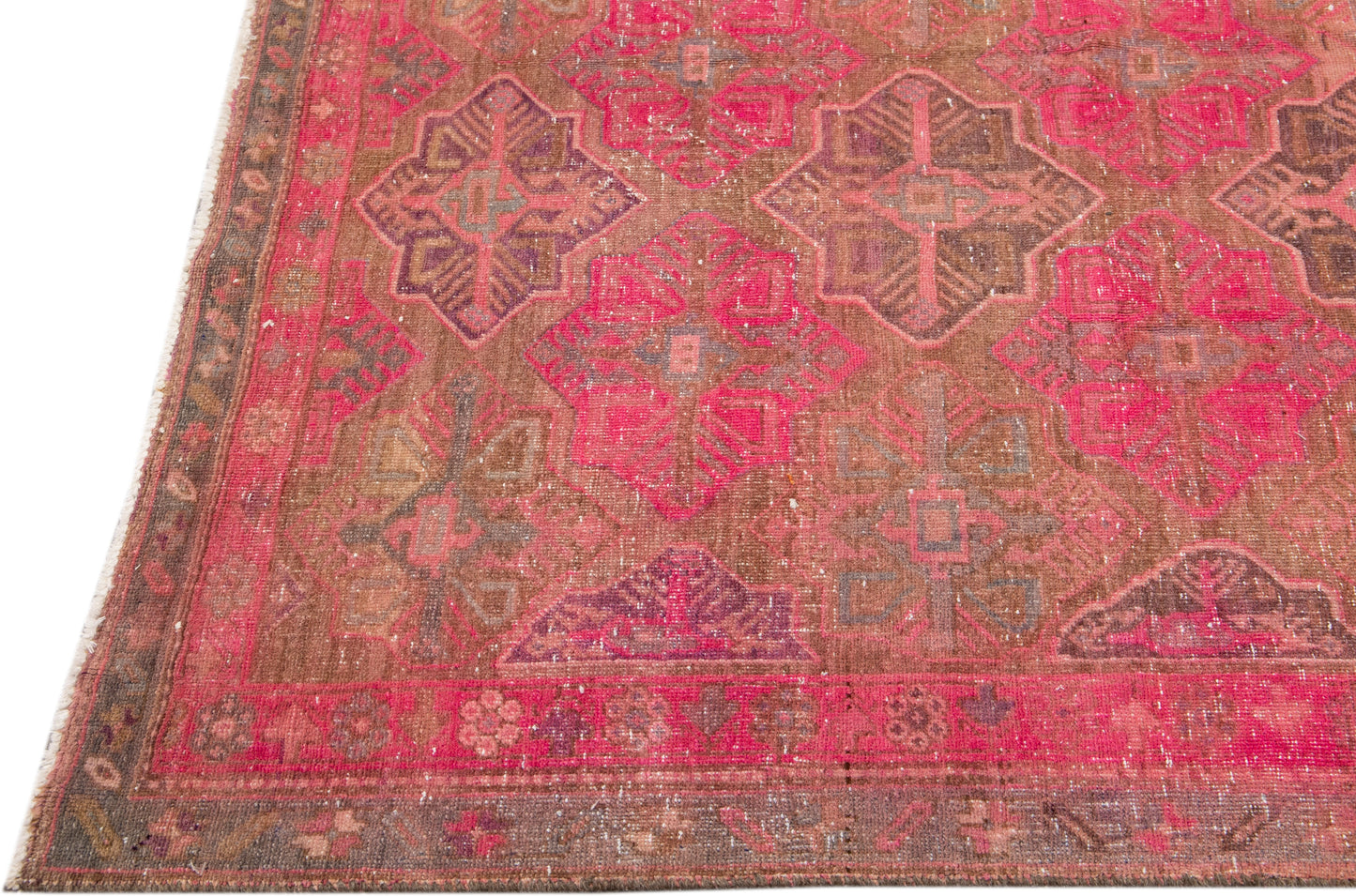 Vintage Persian Handmade Wool Runner - 4'4'' x 13'6''