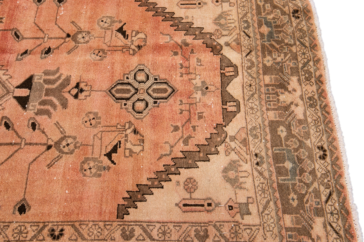 Vintage Distressed Medallion Wool Runner - 4'11“ x 12'10”