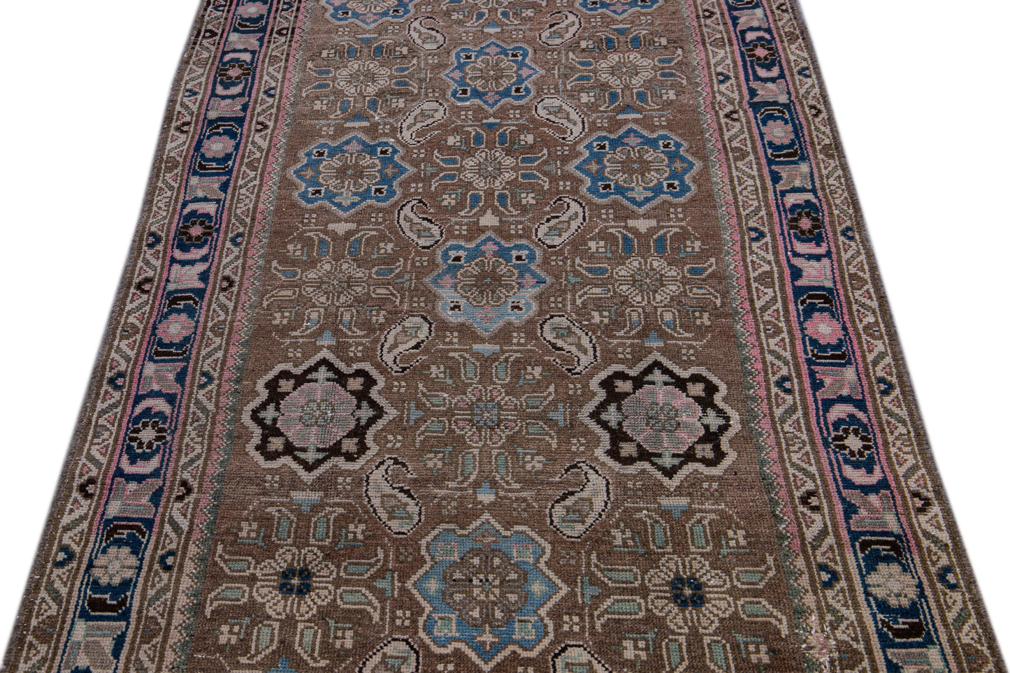 Vintage Persian Handmade Wool Runner Rug - 3'4" x 9'