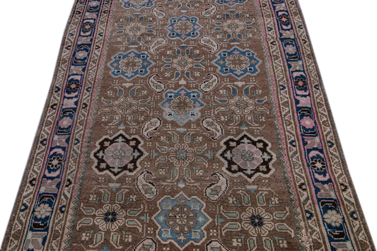 Vintage Persian Handmade Wool Runner Rug - 3'4" x 9'